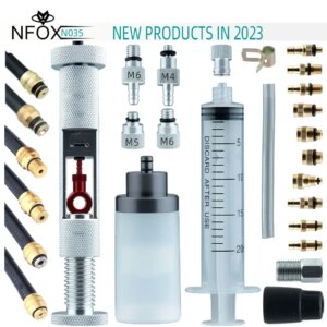 NFOXmulti-función de mantenimiento de frenos hidráulicos, aguja de purga, herramienta de reparación de bicicletas, Kit EZmtb de bicicleta, cubierta de tornillo de corte de tubería de aceite