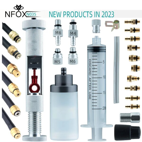 NFOXmulti-función de mantenimiento de frenos hidráulicos, aguja de purga, herramienta de reparación de bicicletas, Kit EZmtb de bicicleta, cubierta de tornillo de corte de tubería de aceite
