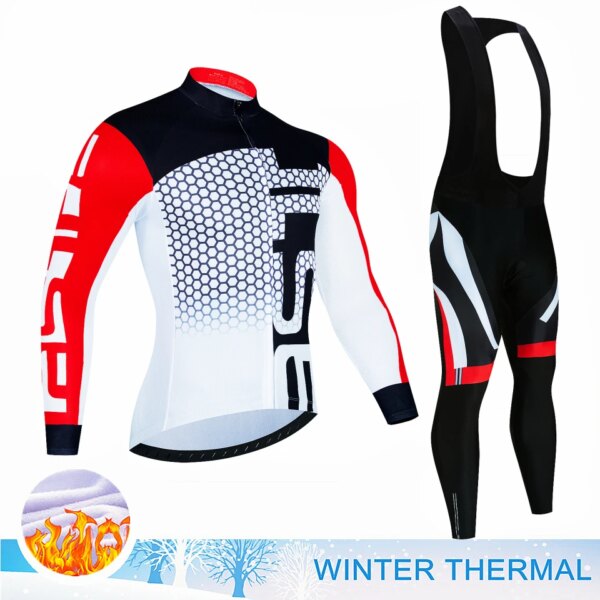 Nuevo conjunto de bicicleta de invierno 2023, equipo de Ciclismo de manga larga, Ropa Deportiva térmica de lana, traje de Jersey profesional de carreras para hombres, Ropa de Ciclismo