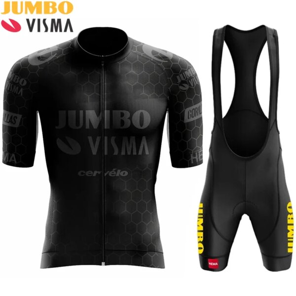 Nuevo conjunto negro de Ciclismo Jumbo Visma, Jersey para equipo de Ciclismo para hombre, pantalones cortos para bicicleta, pantalones 19D, Ropa de Ciclismo, Maillot, Ropa de bicicleta, uniforme