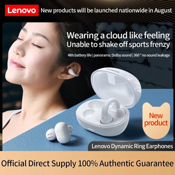 Nuevos auriculares Lenovo TC3308 Bluetooth 5,3, auriculares inalámbricos con Clip para la oreja, auriculares con Control táctil de 400mAh, auriculares para juegos de baja latencia
