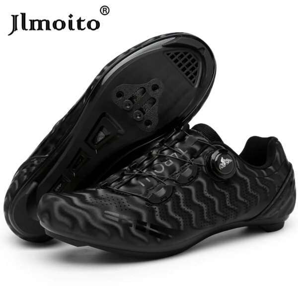 Nuevas zapatillas de Ciclismo negras para hombre, zapatos MTB, zapatillas para bicicleta de carretera, zapatillas de Ciclismo para mujer, zapatos de bicicleta con autosujeción, zapatos planos para Ciclismo