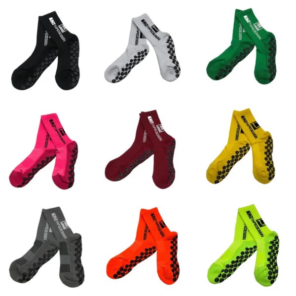 Nuevo estilo calcetines de fútbol antideslizantes redondos de silicona con ventosa, calcetines de fútbol antideslizantes, calcetines deportivos para hombres y mujeres, calcetines de Rugby y béisbol