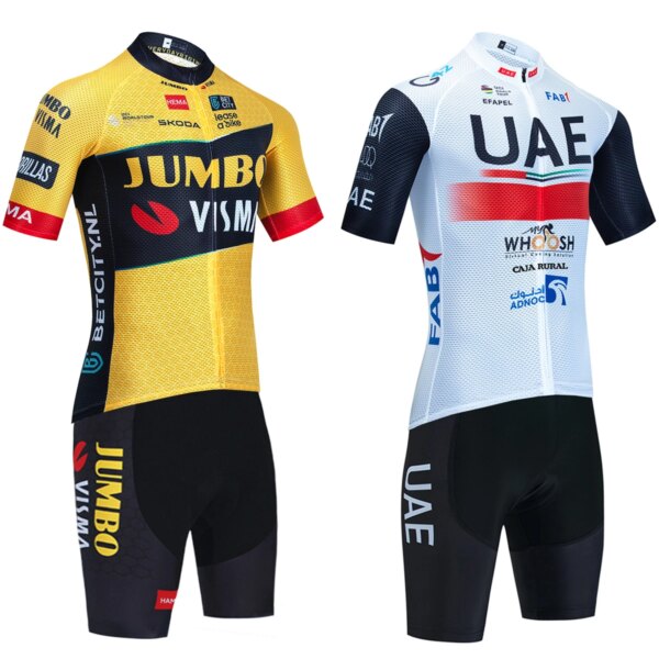 Nuevo conjunto de Ciclismo UAE 2024 JUMBO Ciclismo Jersey pantalones cortos 20D conjunto MTB Ropa Ciclismo Maillot Ropa de bicicleta uniforme