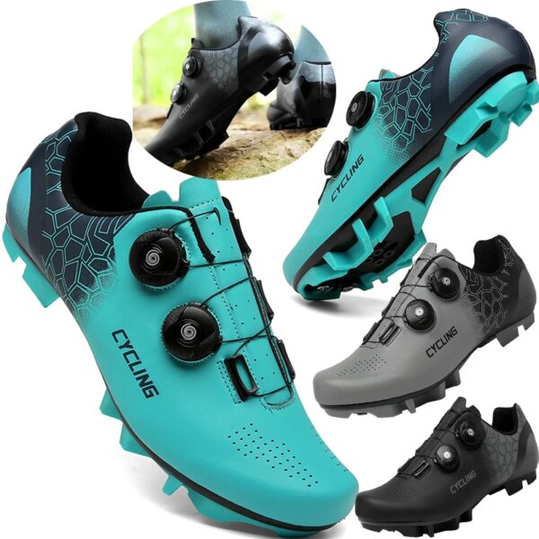 Nuevos zapatos de ciclismo para hombre, cómodos zapatos de montaña con doble hebilla giratoria, zapatos de ciclismo de carretera, deportes al aire libre y calzado de ocio