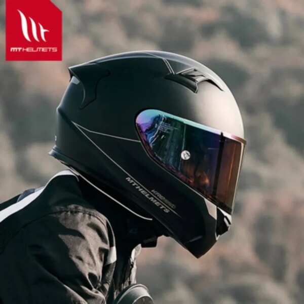 Casco MT Original KRE de fibra de vidrio, máscara completa, casco de motocicleta, lente dual, cuatro estaciones, hombres y mujeres