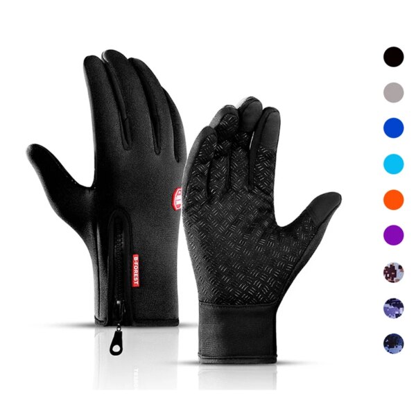 Guantes impermeables para ciclismo al aire libre para hombre y mujer, manoplas deportivas con pantalla táctil, resistentes al viento, antideslizantes, color negro