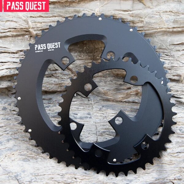 PASS QUEST Piñón doble 46-33T/48-35T/50-34T/52-36T/53-39T54-40T Plato hueco/cerrado 110BCD para Ultegra R7000,R8000,105