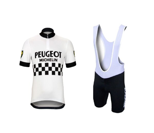 PEUGEOTful equipo blanco Retro clásico Ciclismo Jerseys conjunto bicicleta de carreras verano manga corta Ropa Kit Maillot Ropa Ciclismo