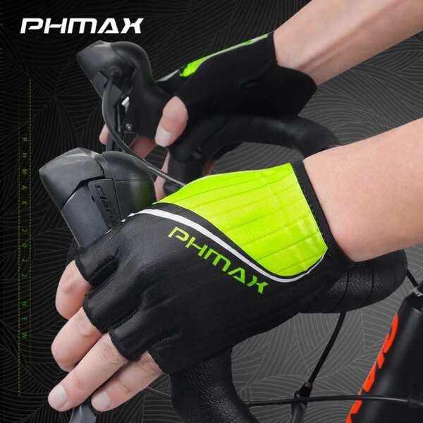 PHMAX Guantes de bicicleta medio dedo a prueba de golpes transpirables MTB guantes deportivos para bicicleta hombres mujeres guantes de ciclismo