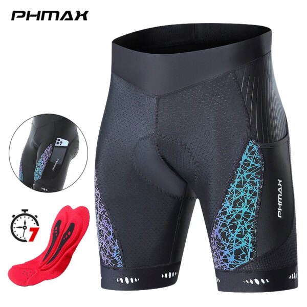 Pantalones cortos de ciclismo PHMAX, pantalones cortos de verano para hombre, pantalones cortos para bicicleta MTB a prueba de golpes, almohadilla de Gel 5D, medias con tirantes para ciclismo, pantalones cortos transpirables para bicicleta de carreras