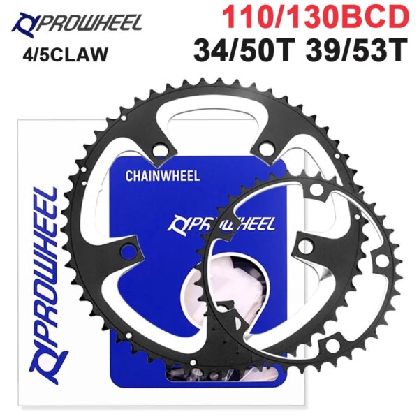 PROWHEEL 110BCD 130BCD piñón de bicicleta de carretera 4/5 garra 34T/50T 39T/53T 9/10/11V piñón doble de bicicleta para plato R7000/R8000