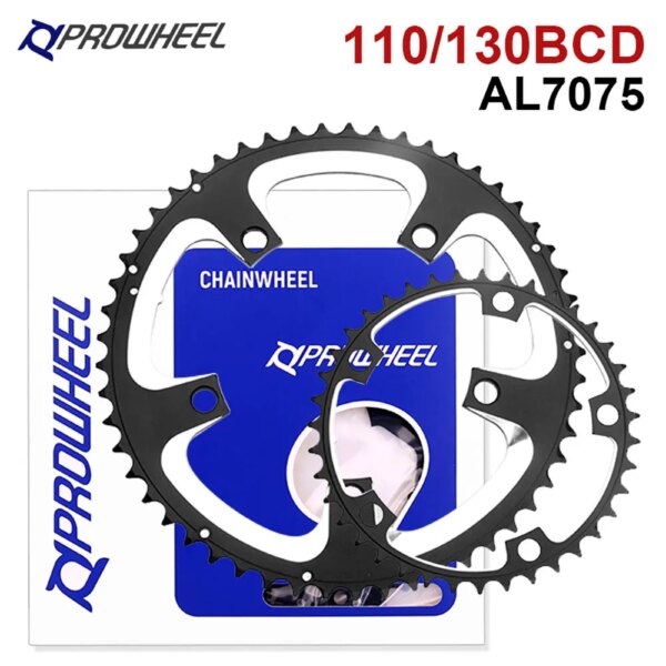 PROWHEEL plato 110/130BCD piñones de bicicleta de carretera doble rueda dentada 34T/50T 39T/53T 9/10/11 S piezas de bicicleta para bandeja Shimano