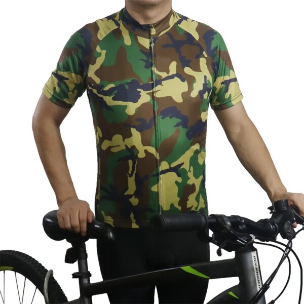 Pro deporte al aire libre ciclismo chaqueta camisa manga corta desgaste carretera Jersey bicicleta camuflaje cuesta abajo Sweatproof Runing Sport Bib Top