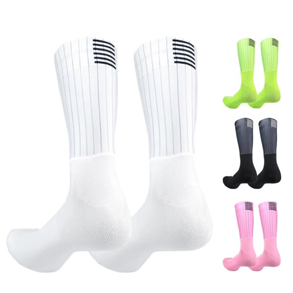 Calcetines de ciclismo Pro Team Aero, calcetines antideslizantes de silicona sin costuras para correr, deporte, bicicleta de carretera