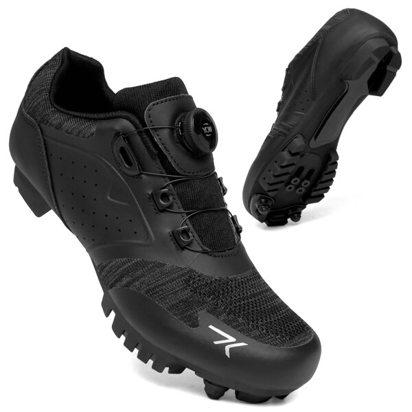 Zapatos de ciclismo profesionales para hombre, zapatillas negras para bicicleta de montaña y carretera, zapatillas de ciclismo con autosujeción