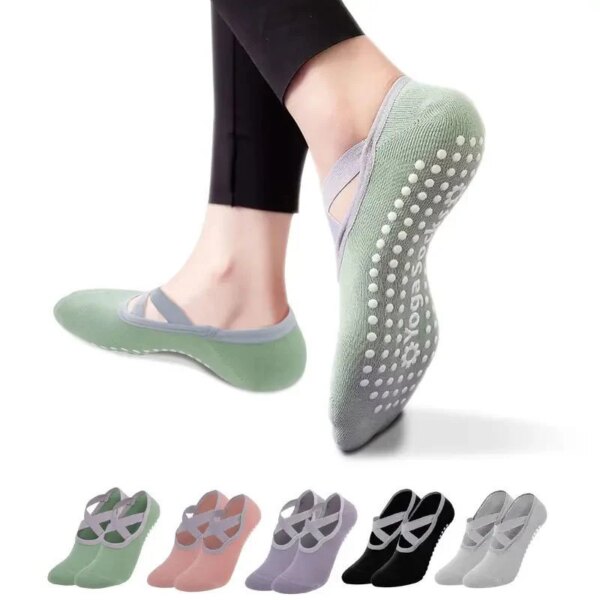 Calcetines antideslizantes profesionales de silicona para yoga, Fitness interior, baile, calcetines deportivos para principiantes, Pilates