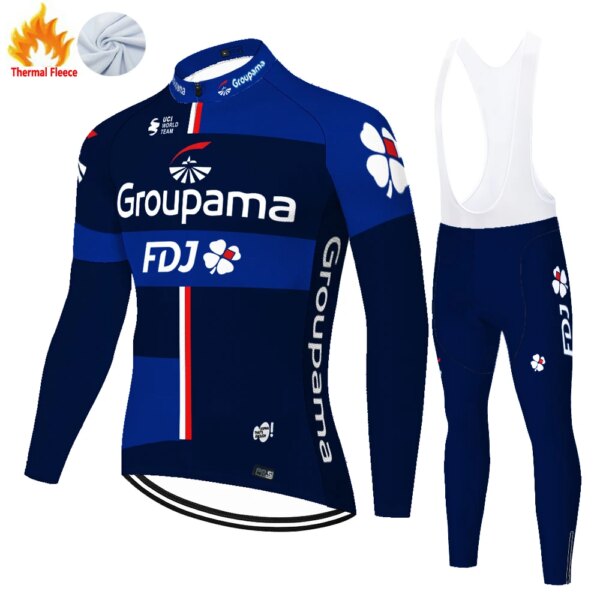 Proteam Winter Thermal Fleece 2024 FDJ ciclismo jersey conjunto ciclismo hombre 자전거져지 ropa hombre 자전거의류 bicicletas