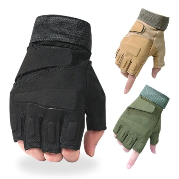 Guantes protectores para ciclismo al aire libre, guantes de gimnasio negros de medio dedo, guantes deportivos antideslizantes resistentes al desgaste para Fitness