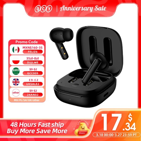 QCY T13 ANC auriculares inalámbricos Bluetooth 5,3 TWS ANC cancelación de ruido auriculares 4 micrófonos ENC auriculares intrauditivos manos libres