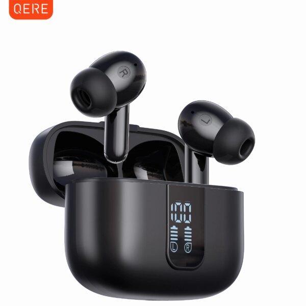 Auriculares inalámbricos QERE E50, TWS Bluetooth 5,3, micrófono HD, auriculares HIFI, controlador de 13mm, baja latencia 60ms, 4 micrófonos, llamada ENC, nuevo