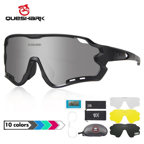 QUESHARK gafas de sol polarizadas para ciclismo para hombre y mujer, gafas deportivas para bicicleta de montaña, gafas para montar en carretera con espejo UV, gafas para bicicleta QE44