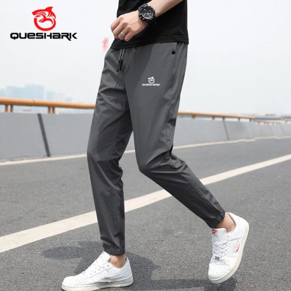 Queshark-pantalones de ciclismo para hombre, ajustados, de secado rápido, transpirables, para montar en bicicleta de montaña o de carretera, Fitness, correr, verano