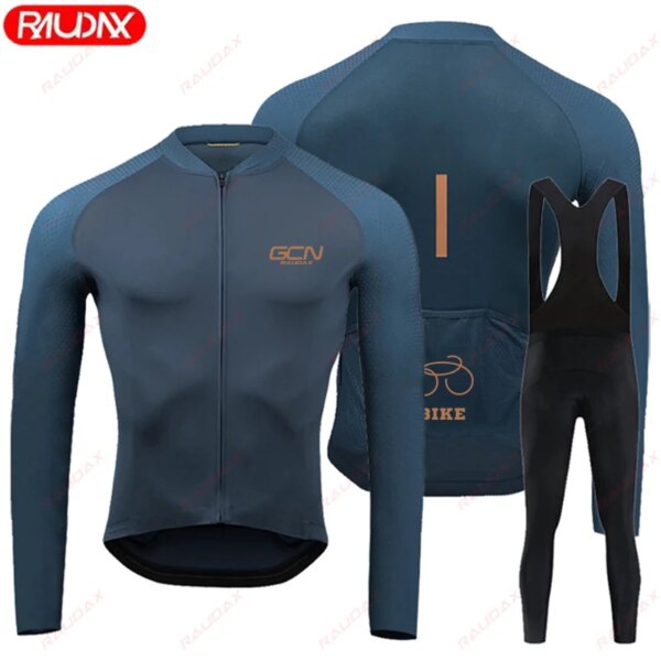 RAUDAX GCN Otoño Conjunto de Bicicleta para Hombre Primavera Bicicleta de montaña Manga Larga Motocicleta Todoterreno Transpirable Ciclismo Top Basket Jersey