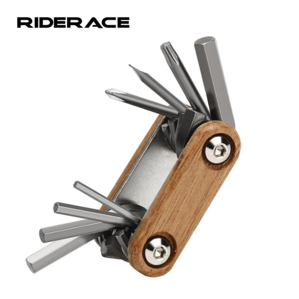 RIDERACE-Herramienta de reparación de bicicletas multifunción 8 en 1, llave de titanio galvanizada, destornillador portátil de mantenimiento de bicicletas de acero 45CR