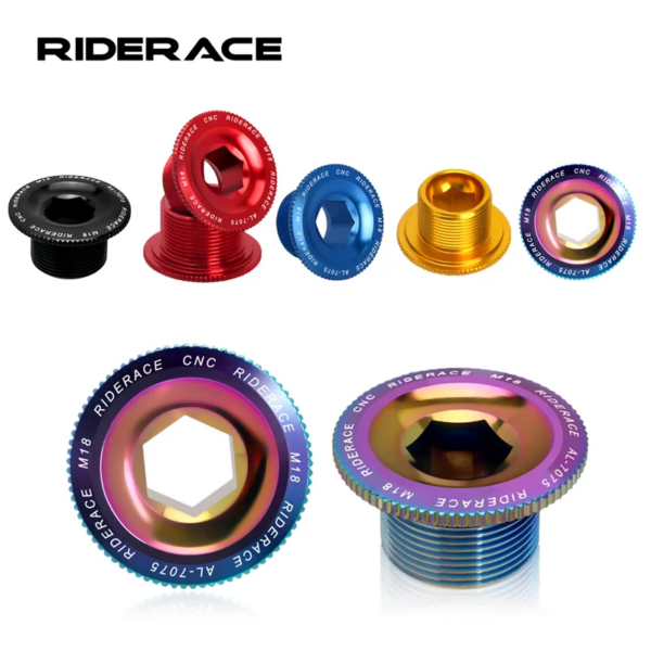 RIDERACE-cubierta de manivela de bicicleta M20 M19 M18 CNC, tornillo de soporte inferior para bicicleta de montaña, tapa de perno de rueda de cadena BB ligera para Shimano