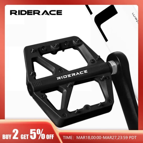 Pedales de bicicleta RIDERACE, rodamientos de sello de nailon, ultraligeros, para carretera, BMX, MTB, Pedal de bicicleta de montaña, plataforma plana, piezas antideslizantes para ciclismo