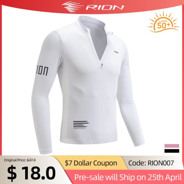 RION-Camiseta de ciclismo para hombre, camisetas MTB con media cremallera, ropa de manga larga para bicicleta de carretera, protección solar UPF 50+, traje de Motocross ajustado