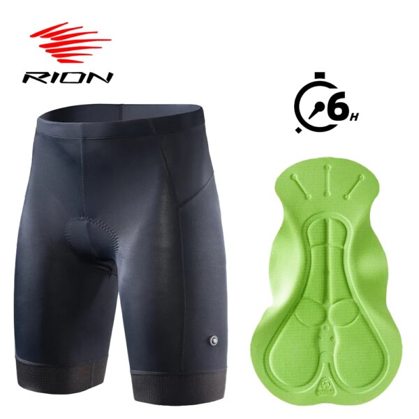 RION-pantalones cortos de ciclismo para hombre, medias para bicicleta de montaña MTB, ropa para bicicleta, pantalones con almohadilla 3D, pantalones cortos masculinos de larga distancia, 6 horas