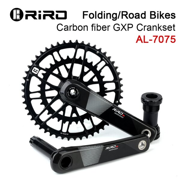 RIRO manivela de fibra de carbono para bicicleta de carretera, 11/12 velocidades, 50-34/53-39T GXP, juego de bielas para bicicleta de montaje directo, 170mm, 46/48/50/52T