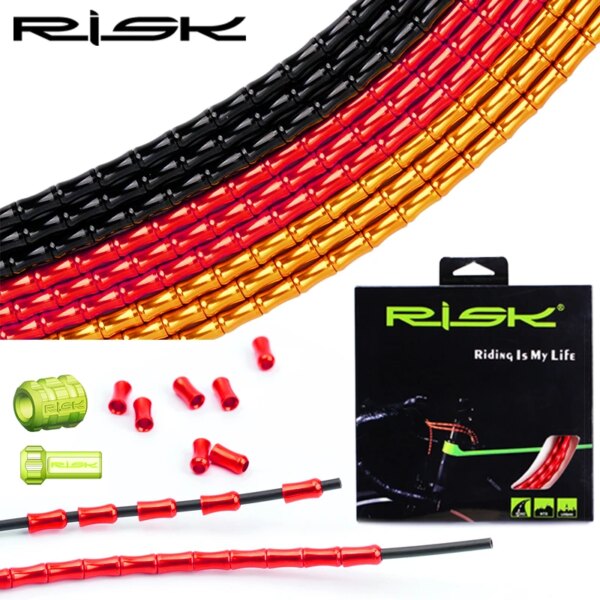 RISK-Juego de cables de freno y cambio de enlace de bambú para bicicleta de montaña, Cables de cambio de freno, carcasa de desviador, eslabones de aluminio