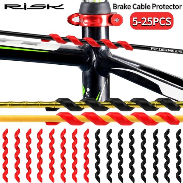 RISK-carcasa de Cable de freno de bicicleta, cubierta protectora en espiral para cuadro de bicicleta MTB de goma, funda de Cable de cambio de línea de freno, pieza de ciclismo, 5-25 uds.