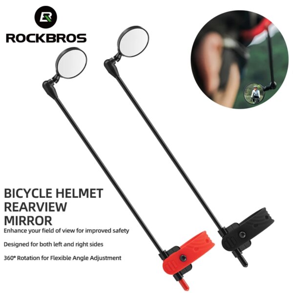 ROCKBROS-espejo retrovisor para casco de bicicleta, para hombre y niño, motocicleta, giratorio de 360 ​​grados, Flexible, ajustable, seguridad de conducción de aluminio