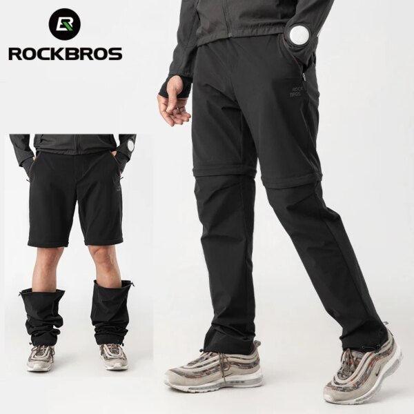 Pantalones de ciclismo ROCKBROS para hombre y mujer, pantalones largos deportivos transpirables para primavera y verano, pantalones cortos desmontables para ciclismo de montaña y carretera