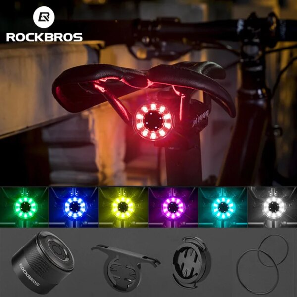 Luz trasera de bicicleta ROCKBROS, sillín, luz trasera de bicicleta, carga USB, luz trasera impermeable, 7 colores, accesorios para bicicleta Q1