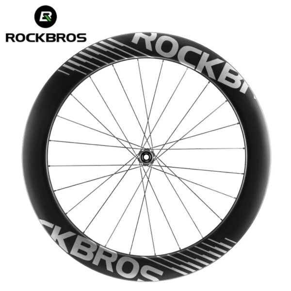 Ruedas de carbono ROCKBROS 700c juego de ruedas de bicicleta de carretera neumáticos sin cámara cubierta bloqueo central de llanta o juego de ruedas de Ciclismo de Carretera traseras de 6 pernos