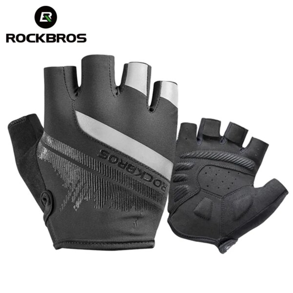 ROCKBROS-guantes de ciclismo de medio dedo, resistentes a los golpes, resistentes al desgaste, transpirables, para hombre y mujer, equipo deportivo para bicicleta de carretera