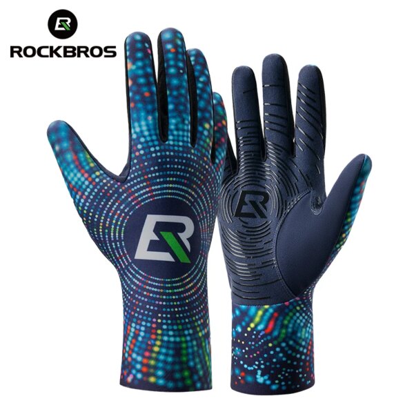 Guantes de ciclismo ROCKBROS, guantes de invierno cálidos de lana, guantes de dedo largo, guantes de Ciclismo de Carretera de montaña, protectores de muñeca alargados con dedos completos