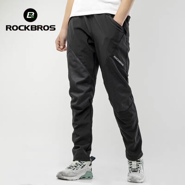 ROCKBROS-pantalones de Ciclismo para hombre, a prueba de viento, transpirables, cálidos, largos, deportivos, reflectantes