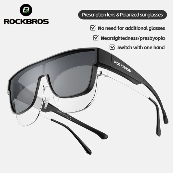 ROCKBROS-gafas polarizadas para ciclismo, protección UV400, doble uso, gafas para miopía, para hombre y mujer, para deportes al aire libre, pesca y bicicleta