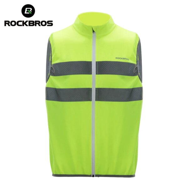 Chaleco de ciclismo ROCKBROS, chaqueta reflectante de seguridad, chaleco de advertencia, chaleco transpirable sin mangas para hombre, ropa deportiva para exteriores, ropa para bicicleta