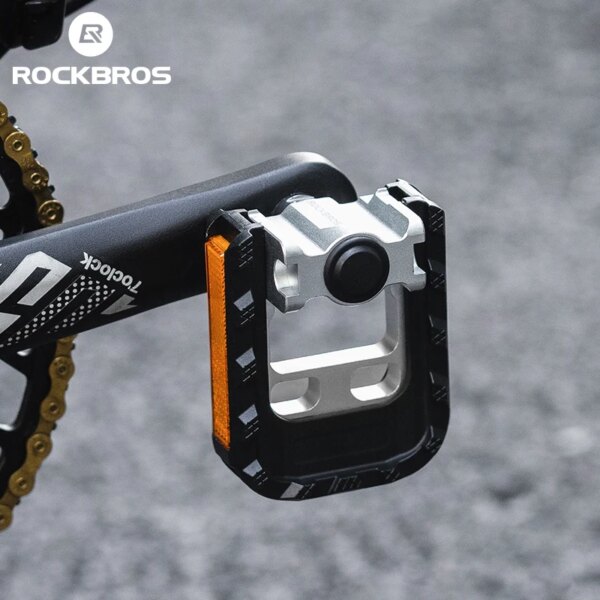 ROCKBROS Pedal de bicicleta plegable MTB de aluminio antideslizante Pedal de bicicleta plegable de liberación rápida reflectante Palin rodamiento pedales de ciclismo