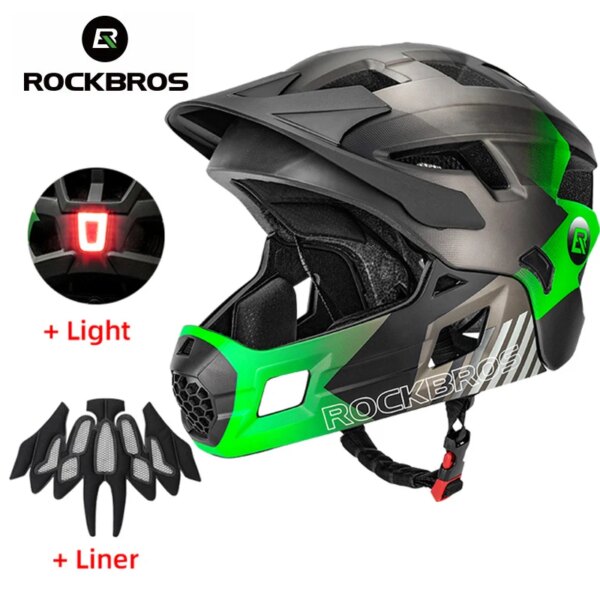 ROCKBROS-casco de bicicleta de cara completa desmontable para niños, casco deportivo para ciclismo de montaña, motocicleta, patinaje y patinaje