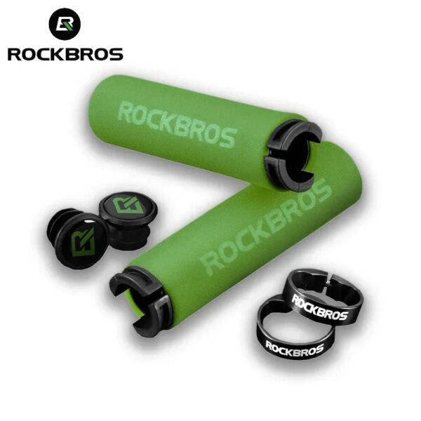 ROCKBROS-empuñaduras de esponja para bicicleta de montaña, con tapón antipolvo, cubierta ultraligera para manillar de bicicleta, antideslizante, cómodo mango de bicicleta, accesorios de aleación para ciclismo