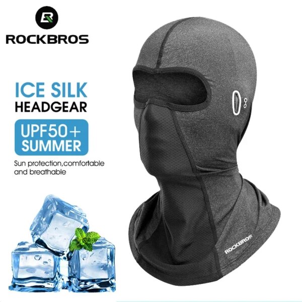 ROCKBROS verano fresco mujeres hombres sombrero Anti-UV máscara facial completa pasamontañas para casco de motocicleta seda de hielo transpirable a prueba de polvo gorra de ciclismo