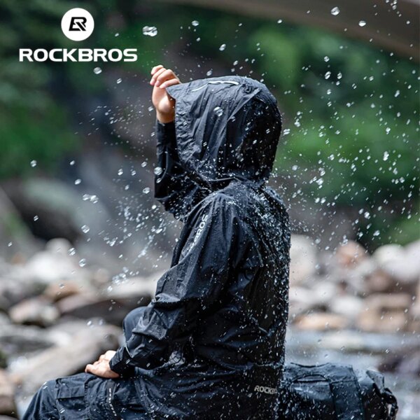 ROCKBROS-Chaqueta de ciclismo impermeable para hombre, chaqueta de lluvia para bicicleta de montaña, cortavientos reflectante para deportes al aire libre, impermeable para bicicleta a prueba de viento